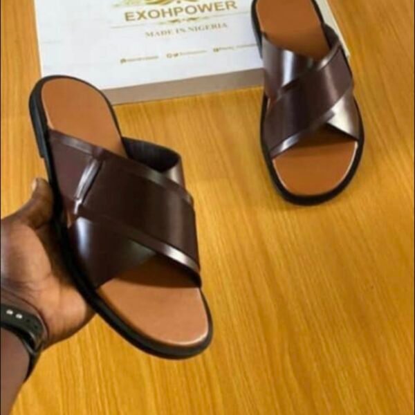 Home men’s crossed leather slippers